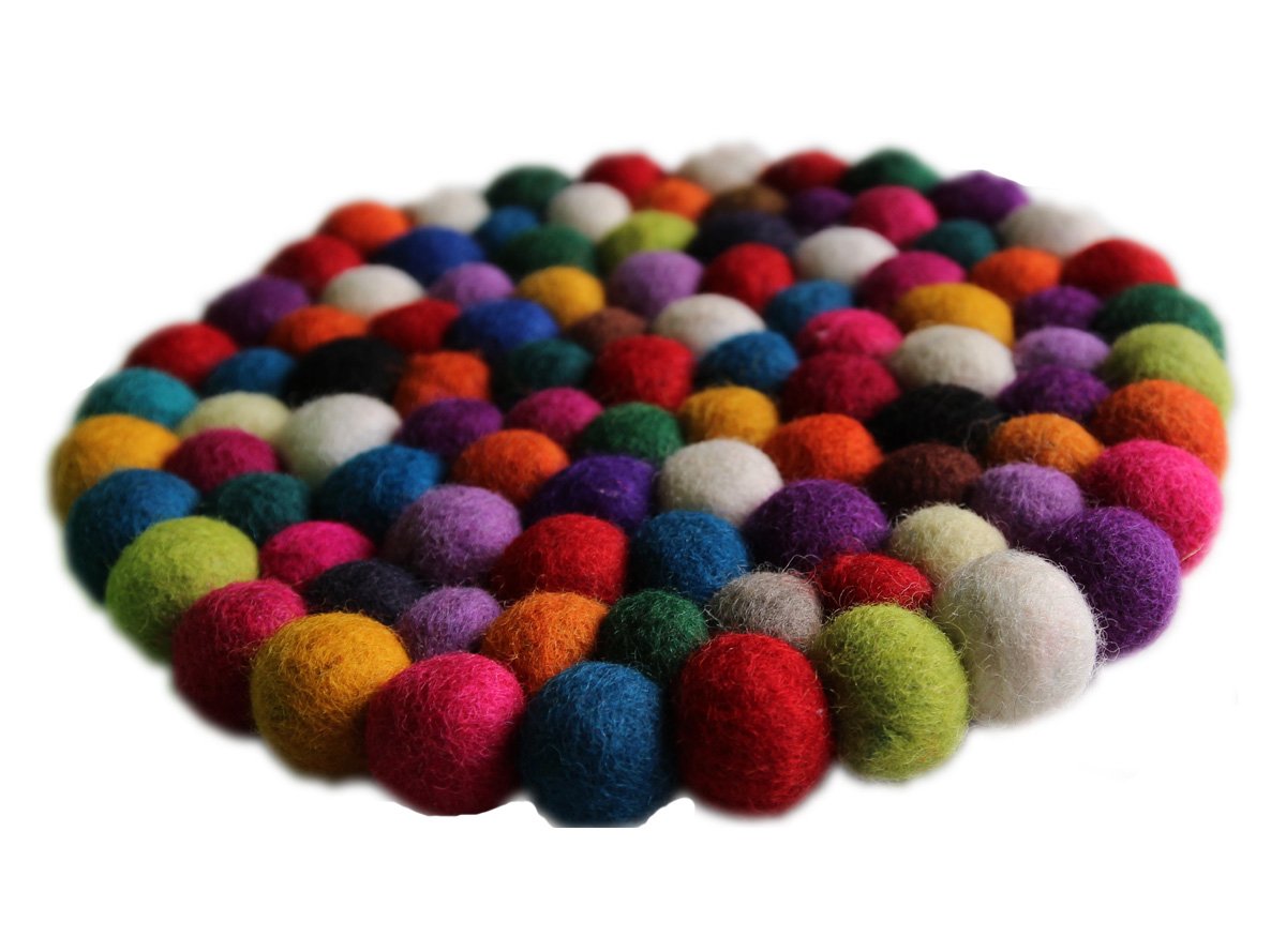 Maharanis Felt Coaster Pot Saucer Colourful 22 cm Handmade Pure Wool
