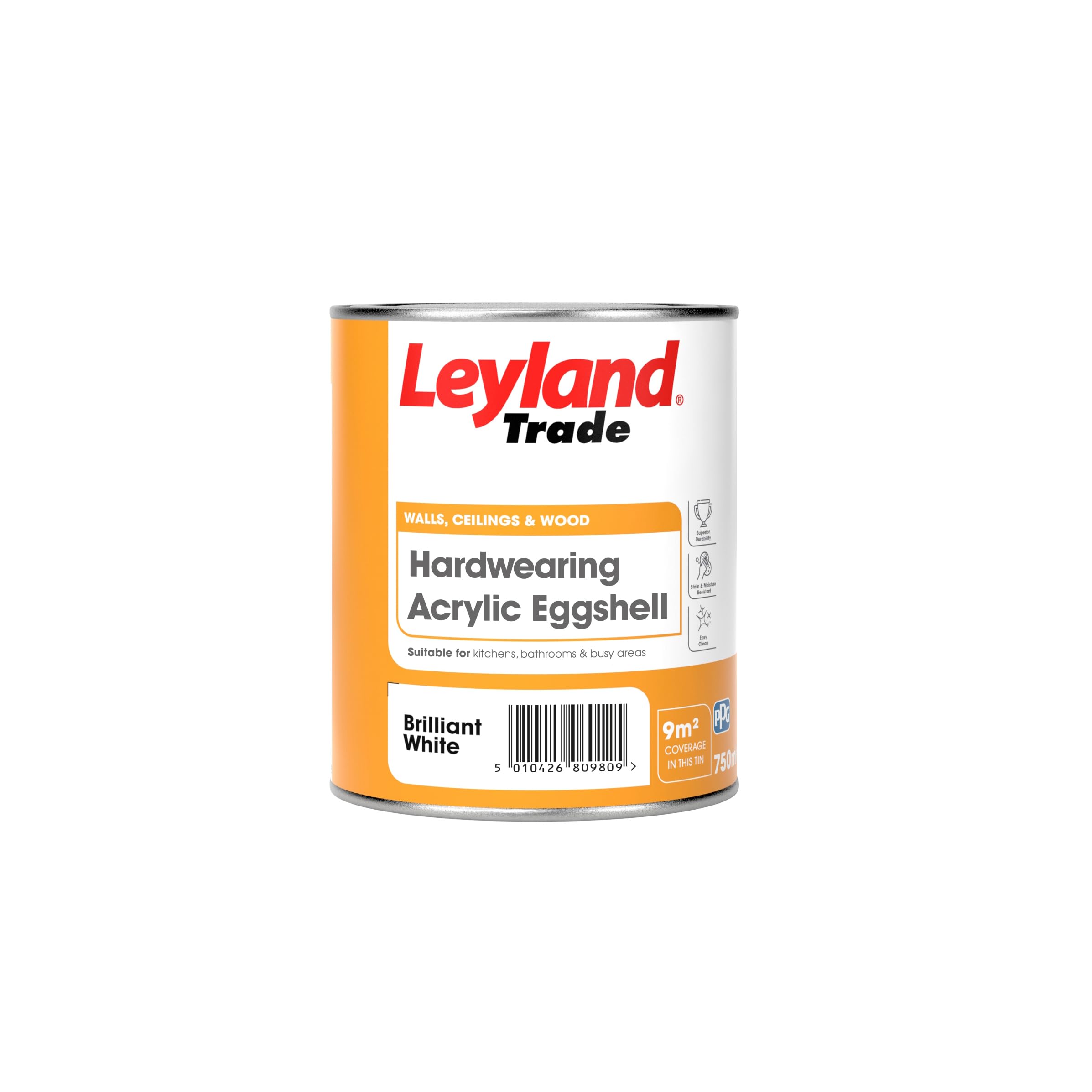 Leyland Trade Acrylic Eggshell Paint - Brilliant White 750ml