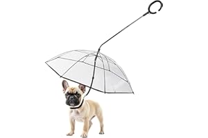 NAMSAN Clear Dog Umbrella for Small Dogs, Dog Umbrella Leash Keeps Dogs Dry in Rain Walking, Adjustable Leash, Self-Assembly