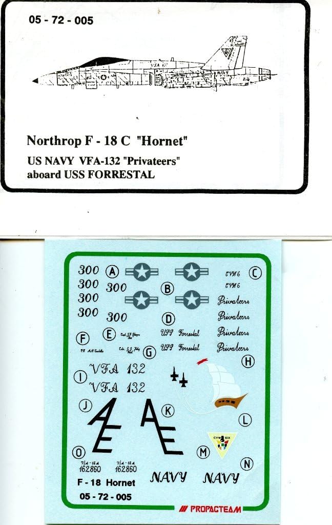 Propagteam Decals 1:72 F-18 C Hornet US Navy VFA-132 Privateers #05-72-005