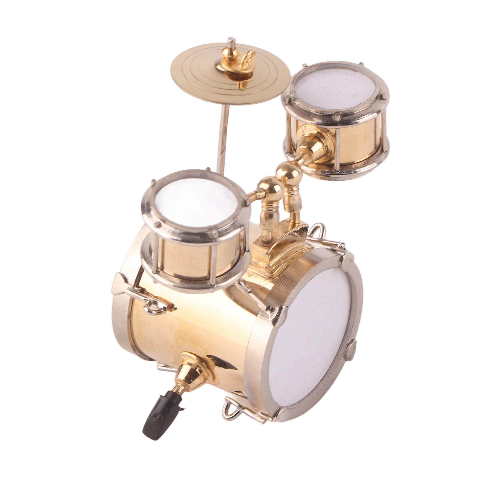 Brass Drum Ornament Musical Instrument Drum Decor Replica Drum Set 3.39 * 3.15 * 2.32in