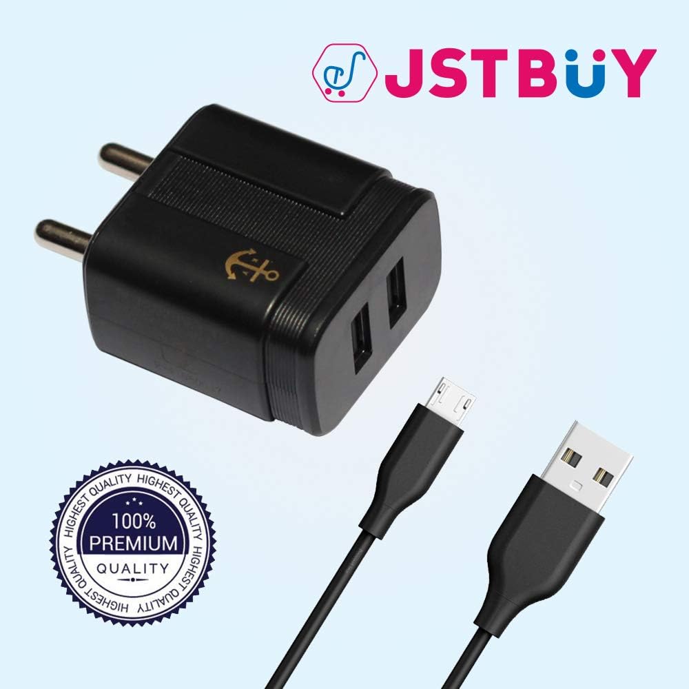 JstBuy JBY-08 2.1A Micro USB Wall Mobile Charger Fast Charging Travel Adapter with High Speed Data Transfer Cable for Android Smart Phone and iOS Devices (Black)