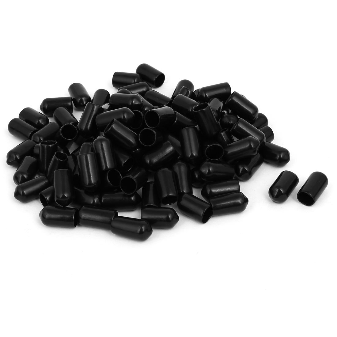 sourcing map 8mm Inner Dia Rubber Hose End Cap Screw Thread Protector Cover Black 100pcs