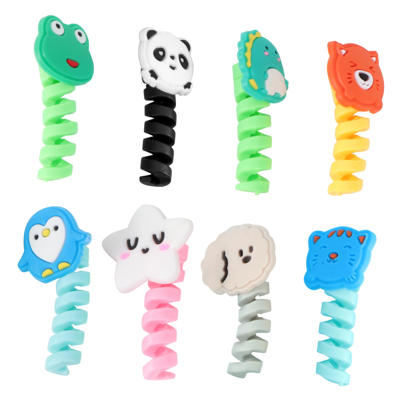 Hemobllo 8 Pcs Charger Cable Protector Animal Cable Protector Silicone Cute Animal Charging Cable Saver Spring Flexible Cable Protect Charger Cable Accessory (Assorted style)