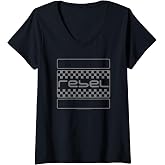 Womens Honda Rebel Checkers Grey V-Neck T-Shirt