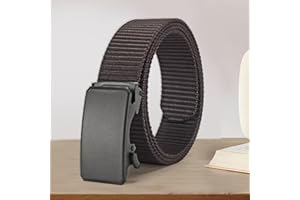Men's 47 Inch Nylon Web Belt - Automatic Buckle, No-Hole Invisible Design for Jeans & Casual Pants