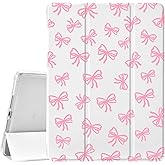 JOYLAND Girly Bow Pad Case for iPad 7th/8th/9th Generation - White with Pencil Holder, Auto Wake/Sleep, Anti-Scratch Shockproof Premium Folio Stand for iPad 2019/2020/2021-10.2 Inch