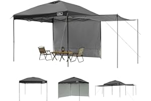 KAMPKEEPER 10x10 Easy Pop Up Canopy Tent with Sidewalls, Instant Outdoor Shade Shelter with Removable 10FT Sun Walls, Quick Setup Waterproof and UV-Resistant for Patio (Black, 2 sidewall)