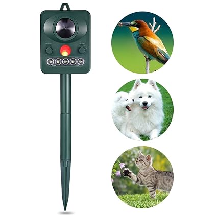 Amazon.com: EbuyChX Solar Powered Ultrasonic Animal Bird Repeller with Infrared Detector Green: Home & Kitchen