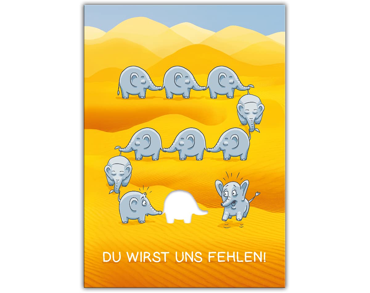 Leaving Card for Colleagues with Envelope in XXL Format A4 Funny Folding Card for Job Changes Termination Elephant