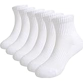 Marchare Boys & Girls Athletic Cushioned Cotton Ankle Socks - White, 5-14 Years