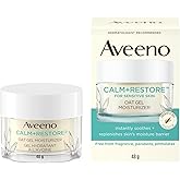Aveeno Calm + Restore Oat Gel Moisturizer, Face Cream, Oat, Feverfew, Dry Skin, Daily Skincare, Fragrance Free, for Sensitive