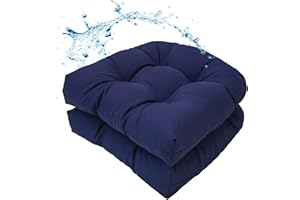 MTMR Water-Repellent Outdoor Chair Cushions Set of 2, 19”X19” Patio Chair Cushions with High Elasticity PP Cotton, No Fading Tufted Seat Cushions for Outdoor Furniture, Thick and Large Patio Cushions