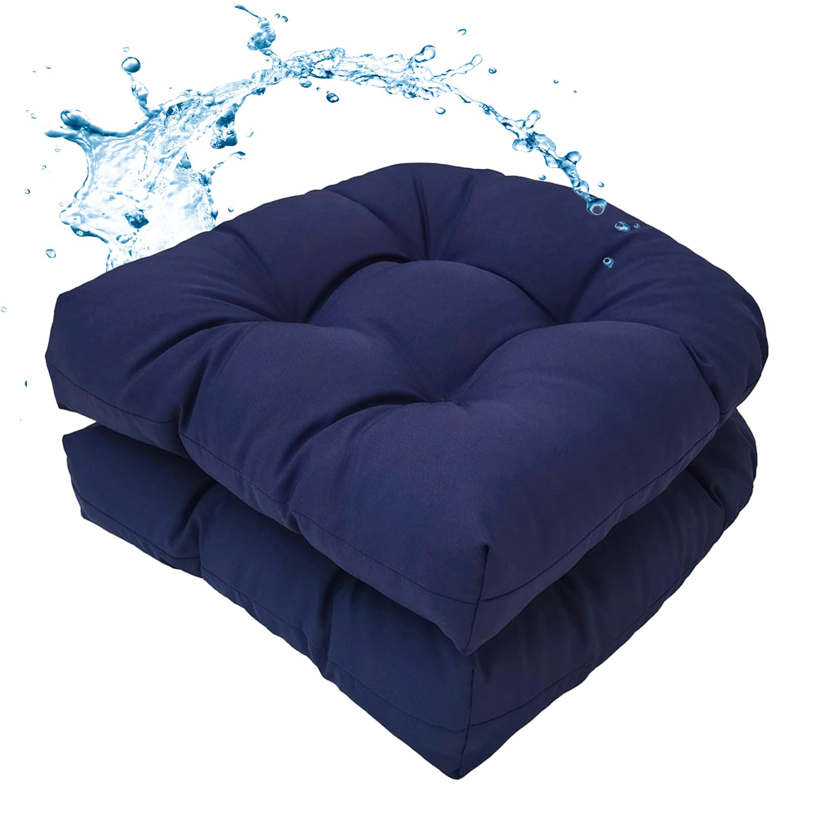 Photo 1 of MTMR Water-Repellent Outdoor Chair Cushions Set of 2, 19”X19” Patio Chair Cushions with High Elasticity PP Cotton, No Fading Tufted Seat Cushions for Outdoor Furniture, Thick and Large Patio Cushions