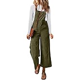 Happy Sailed Women Corduroy Overalls Winter Fall Casual Loose Sleeveless Adjustable Strap Wide Leg Jumpsuits with Pockets