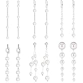 HAIAISO 6 Pairs Long Pearl Earrings for Women - 14K Gold Plated Tassel Drop Dangle Threader Earrings - Jewelry Gifts