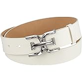 Sam Edelman Women's Casual Double-E Logo Plaque Buckle Leather Belt for Jeans and Trousers
