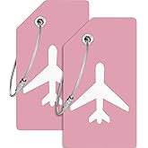 2 Pack Silicone Luggage Tag for Suitcases with Stainless Loop with Name ID Card Perfect to Quickly Spot Baggage Handbag Luggage Travel Suitcase (Pink)