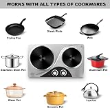 CUSIMAX Double Hot Plate 2500W Two Burner Portable Cooktop Stainless Steel view 3
