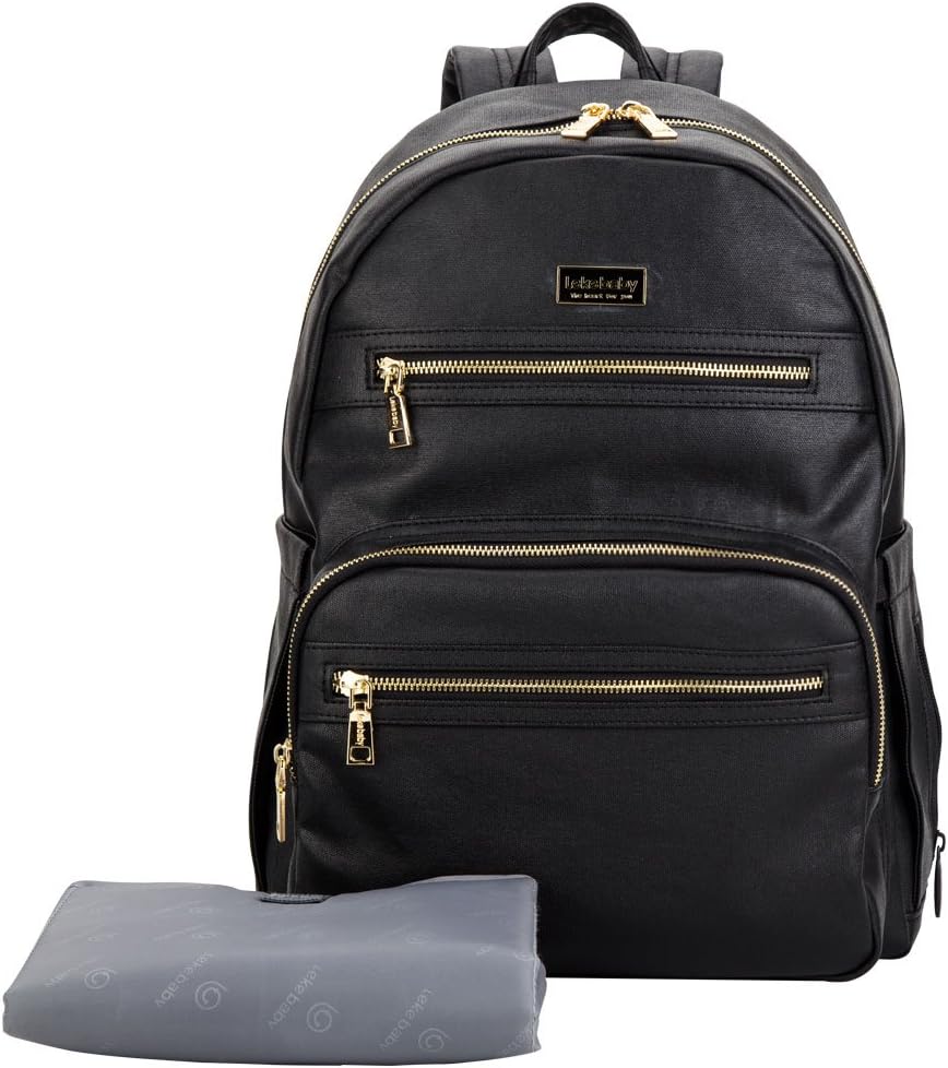 Lekebaby Faux Leather Nappy Bag Baby Changing Backpacks with Water