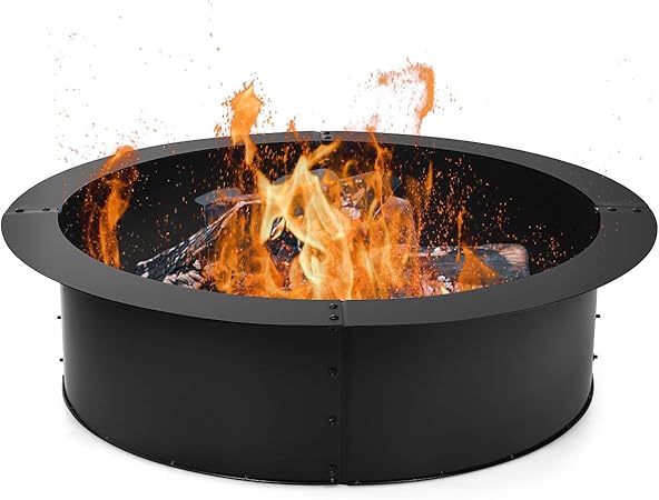 Amazon Com Giantex Fire Ring Heavy Duty Thick Solid Steel Fire Pit Liner 36 Inch Outer 30 Inch Inner Diameter Diy Fire Pit Rim Above Or In Ground For Outdoor Patio Backyard Garden Outdoor