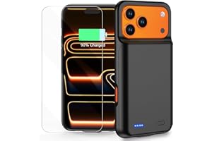 POAQCIF Battery Case for iPhone 17 Pro Max (6.9 inch), 7000mAh Ultra-Slim Protective Extended Charging Charger Case, 15W Fast Charging Rechargeable Battery Pack with Tempered Glass Screen Protector- Black