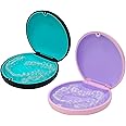 Retainer Case,Cute Slim Aligner Case Compatible with Invisalign,Customized Magnetic Closure Orthodontic Retainer Box (1PC Pink Purple + 1PC Black Cyan)