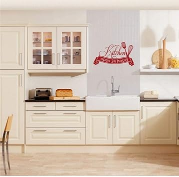 Kuche Wandaufkleber 24 Stunden Geoffnet Kuche Wandtattoos Fur Restaurant Dekoration Shop Store Dekor Wohnkultur Esszimmer 56x34cm Amazon De Baumarkt