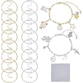 OLYCRAFT 16Pcs Gold and Silver Charm Bracelet Chains 6.9 Inch 18K Gold Plated Embossed Bracelet Chains Link Bracelets Chain with Lobster Clasps Adjustable Charm Bracelets Bulk for DIY Jewelry