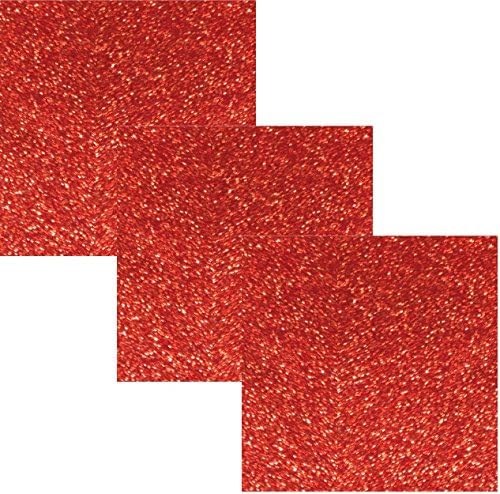 SiserEasyPSV Glitter Permanent Self Adhesive Craft Vinyl 12" x 12" Sheets 3 Pack (Brick Red)