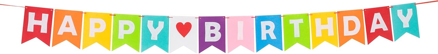 LOVENJOY Assembled Felt Happy Birthday Banner Rainbow Fabric Colorful Bunting Decorations for Birthday Party Supplies 13 Feet - Image 3