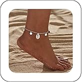 Erimberate Bohemian Cowrie Shell Ankle Bracelet Silver Disc Ankle Chain Bracelet Coin Shell Beach Anklet Chain Seashell Foot Chain Anklet Summer Beach Foot Chain Jewelry for Women Gifts