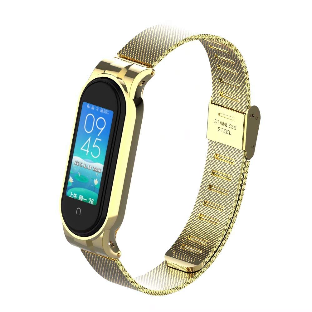T-BLUER Bracelet Compatible with Xiaomi Mi Band 5/Mi Band 6, Replacement Stainless Steel Strap for Xiaomi Miband 5/Miband 6 Bracelet Accessories for Women Men without Tracker Included