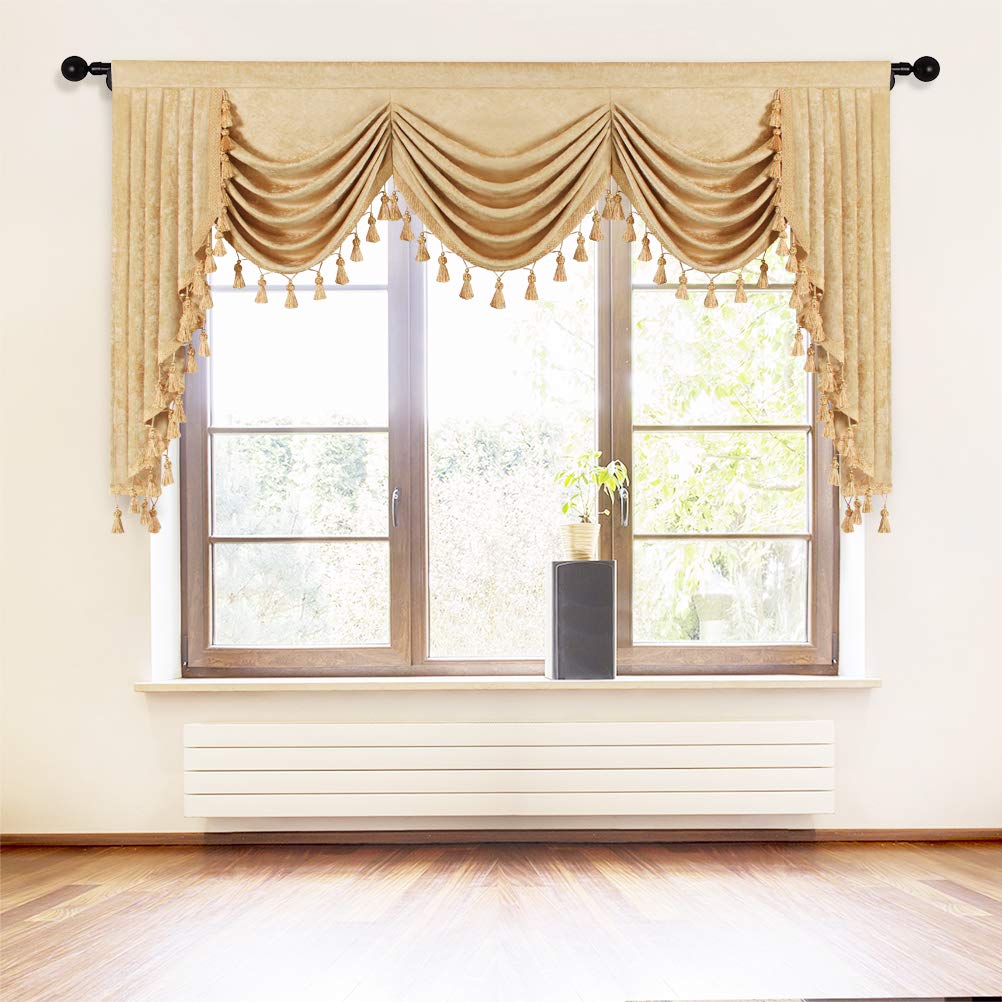 ELKCA Thick Chenille Window Curtains Valance for