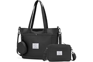 BJLFS Gym Bag for Women, Carry on Weekender Overnight Bag, Travel Duffel Bags with Toiletry Bag Sets, Personal Item Travel Bag Tote Bag Workout Dance Bag Black
