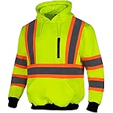 VENDACE High Visibility Hoodie for Men ANSI Class 3 Reflective Safety Hi Vis Fleece Sweatshirt Work Construction