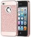 BENTOBEN Compatible with iPhone 4S Case, iPhone 4 Case, Sparkly Rhinestone Bling Cover Laminated with Luxury Shiny Synthetic for iPhone 4 4S, Rose Gold
