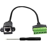 RJ45 to 8 Pin Screw Terminal Connector, 8p8c Female to Bolt Type for Cat5/6/7 Ethernet Extender, AV CCTV UTP DVR (Female to T
