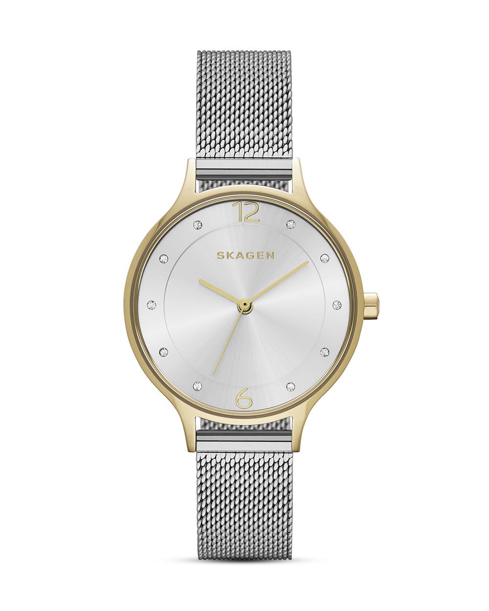 Skagen Watch for Women Anita Lille, Three Hand Movement, 30 mm Gold Stainless Steel Case with a Stainless Steel Mesh Strap, SKW2340
