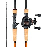 VEVOR Rod and Fishing Reel Combo, IM6/7 Carbon Fiber Spinning Rod and Reel Combo, Bass Fishing Pole with 6.5 ft Two-Piece Rods, 7+1 Ball Bearings, EVA Handle, Stainless Steel Guides with Ceramic Rings