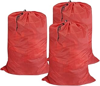 Washable Travel Laundry Bag with Drawstring (3 Pack), Large Dirty Clothes Bag Fit a Laundry Basket or Clothes Hamper, Enough to Hold 4 Loads of Laundry,26x39 inches Red 3