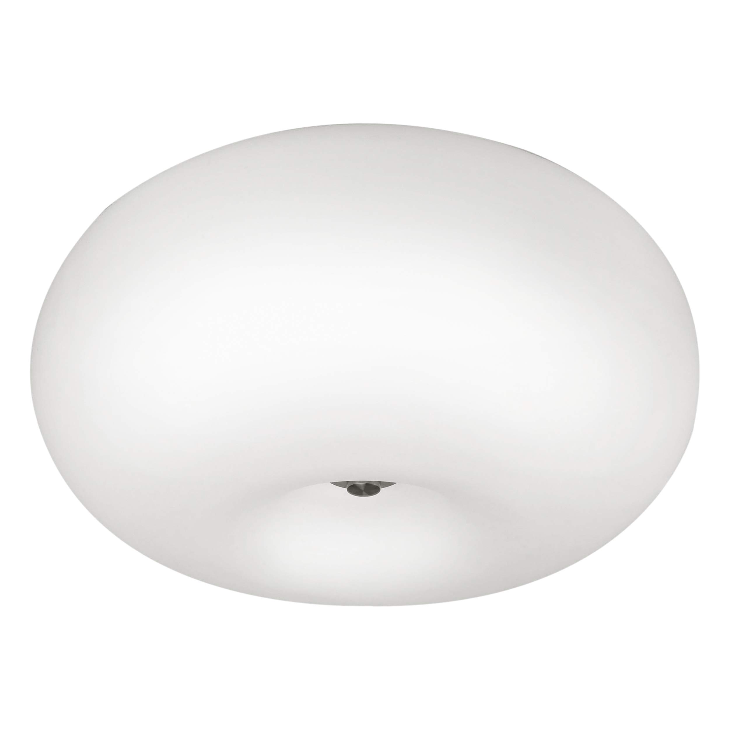 Eglo Ceiling Lamp Optica, 2 Bulbs Ceiling Light Fixture, Material : Steel, Colour : Nickel Matt, Glass : Opal Matt White, Socket : E27, Ø : 28 Cm (11")