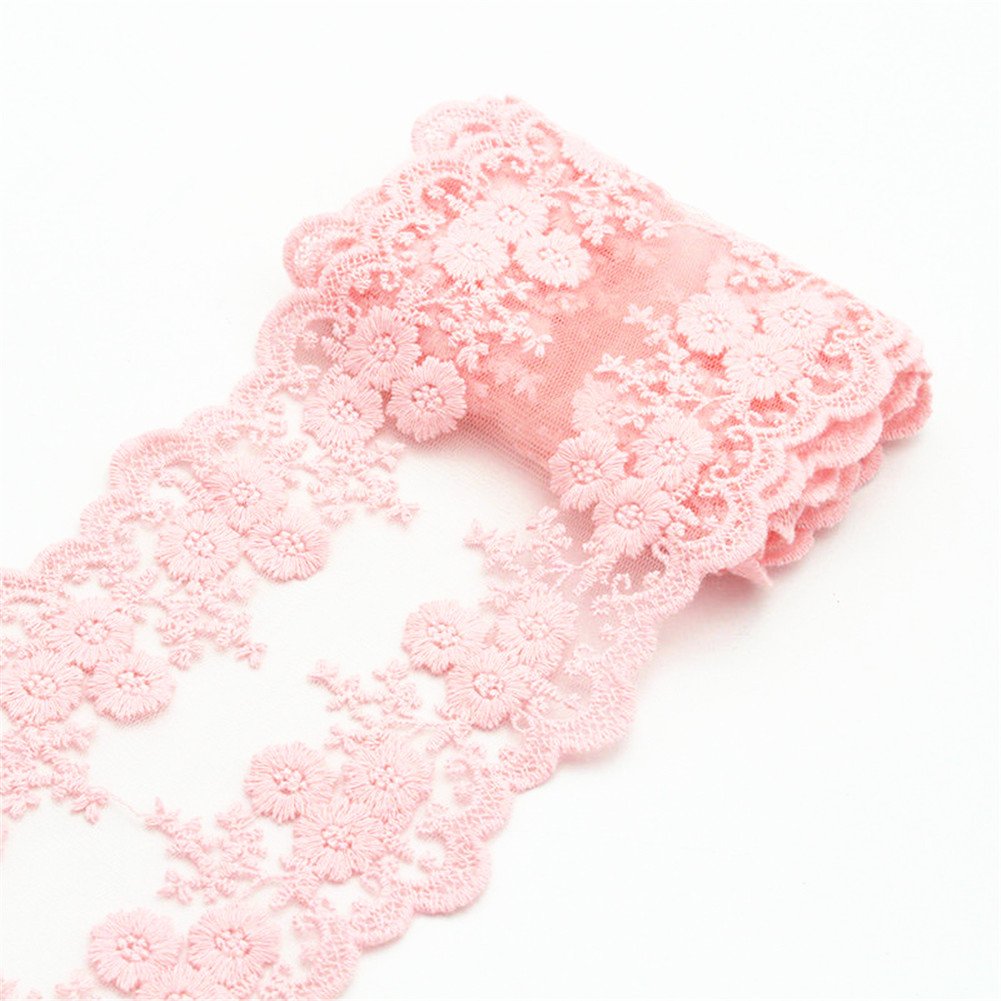 5 Yards Embroidered Daisy Lace Ribbon Lace Trim Embroidered Appliques Embellishment for DIY Jewelry Making Wedding Dress Accessories Gift Wrapping (Watermelon)