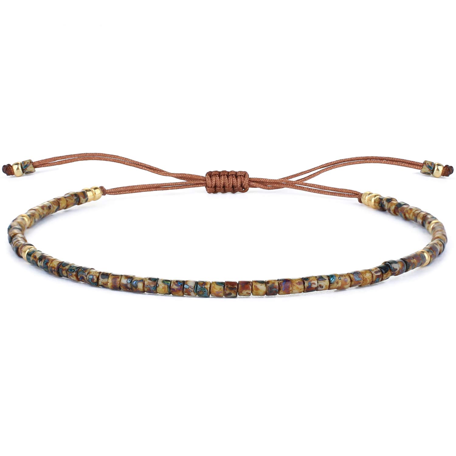KELITCH Seed Beaded Friendship Bracelets Thin Rope Bracelets Women Handmade Jewelry (Stone)