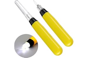 Zickupy 2 Pieces LED Needle Threader Sewing Tools Illuminated Threader Manual Threader with Light Sewing Machine Needle Threa