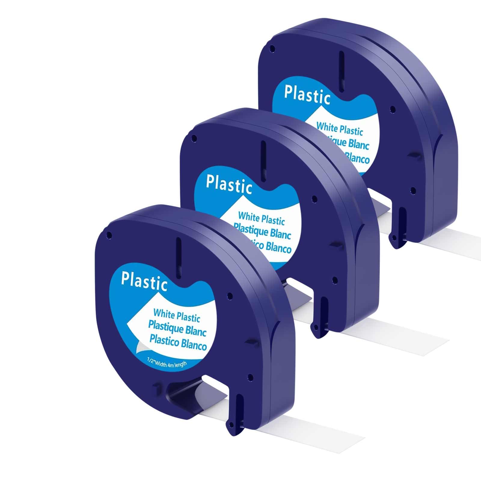 3 Etikettenband kompatibel für Dymo Letratag 91201 Plastic Label Tapes for LT-100H LT-100T LT-110T QX50, XR, XM,200B 2000 Plus Label Beschriftungsgerät Schwarz auf Weiß