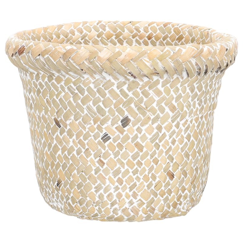 CAXUSD Woven Trash Can Rustic Wastepaper Basket for Living Bedroom Office Compact Design Versatile Woven Storage Organizer for Home Use