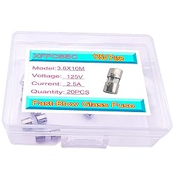 XFFCSEC Micro Fuse 20PCS 2.5A 2.5 amp 125 Volt Fuse