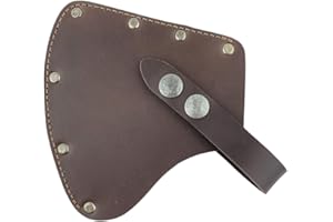 Valhalla Gear, Camper Axe Head Sheath Handmade from Full Grain Leather - Protector Case, Hatchet Blade Safety Sleeve, Camping Accessories, Lumberjack Outdoors Essentials (Bourbon Brown)