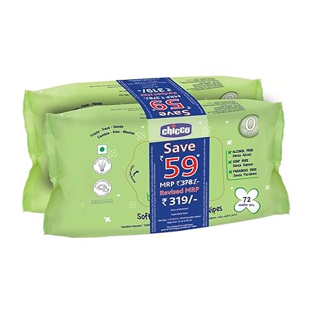 Chicco Baby Moments Soft Cleansing Baby Wipes, Ideal for Nappy, Face and Hand,
